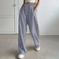 Women's Casual Vertical Stripe Drawstring Pants