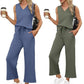 Women's V-Neck Top & Pants 2-Piece Set
