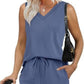 Women's V-Neck Top & Pants 2-Piece Set