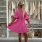 Casual V-Neck Solid Color Mini Dress