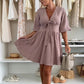 Casual V-Neck Solid Color Mini Dress