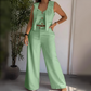 🎁 Hot Sale 49% OFF 🔥Women's Trendy Sleeveless Top & Wide-Leg Pants Two-Piece Set