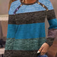 Women's Casual Color Block Round Neck Top