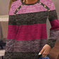 Women's Casual Color Block Round Neck Top