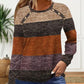 Women's Casual Color Block Round Neck Top