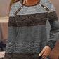 Women's Casual Color Block Round Neck Top