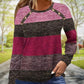 Women's Casual Color Block Round Neck Top