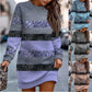 Women's Color-Block Long Sleeve Mini Sweater Dress