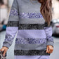Women's Color-Block Long Sleeve Mini Sweater Dress