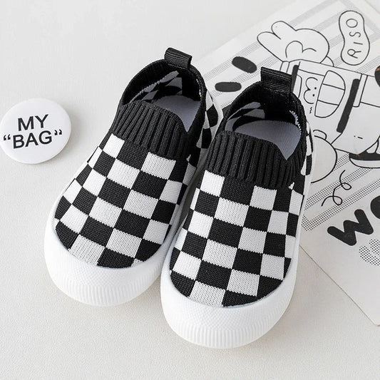 Baby Slip-On Plaid Sneakers First Walkers Non-Slip Shoes